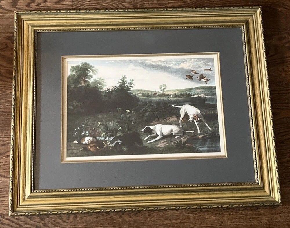 Francois Desportes 1661-1743 Folle at Mitte Dog Hunting Framed Engraving Large